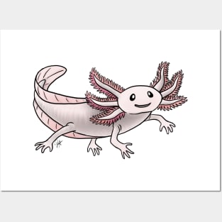 Amphibians - Axolotol - Albino Pink Posters and Art